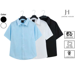 Áo Sơ Mi Nam Nữ JAMINE HOUSE Lụa Lưới Dệt Form Rộng Tay Lỡ Thiết Kế Sơ Mi Có 3 Màu Unisex