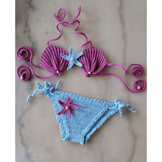 Bikini bé gái len handmade