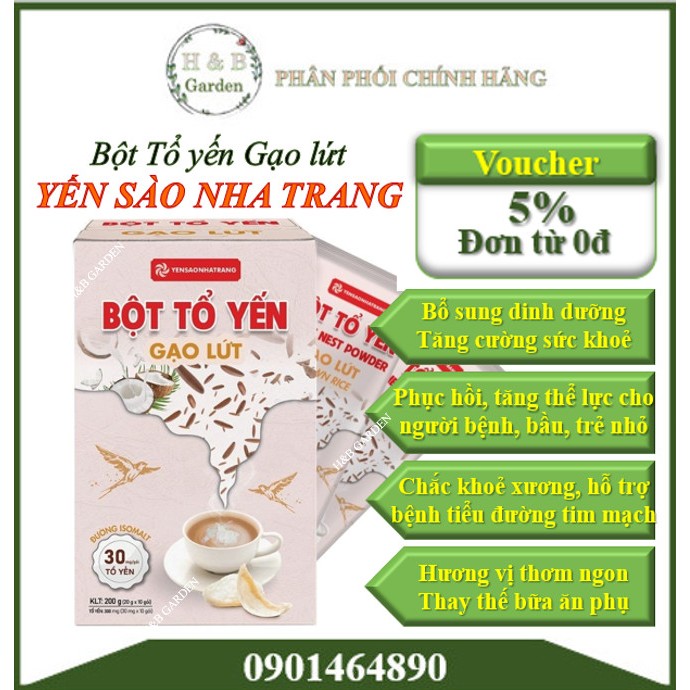 Bột tổ yến gạo lứt Yến Sào Nha Trang tăng cường sức khoẻ, bổ sung dinh dưỡng, phục hồi thể lực, đẹp da, chống lão hoá