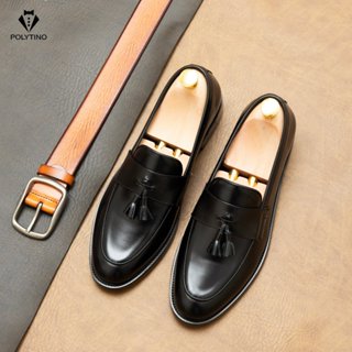 Giày Lười Nam Da Bò Loafer 0166 Đế PHIP Gỗ Tăng Chiều Cao POLYTINO Bảo Hành 12 Tháng