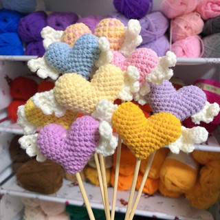Sỉ 10 hoa len handmade nhiều màu