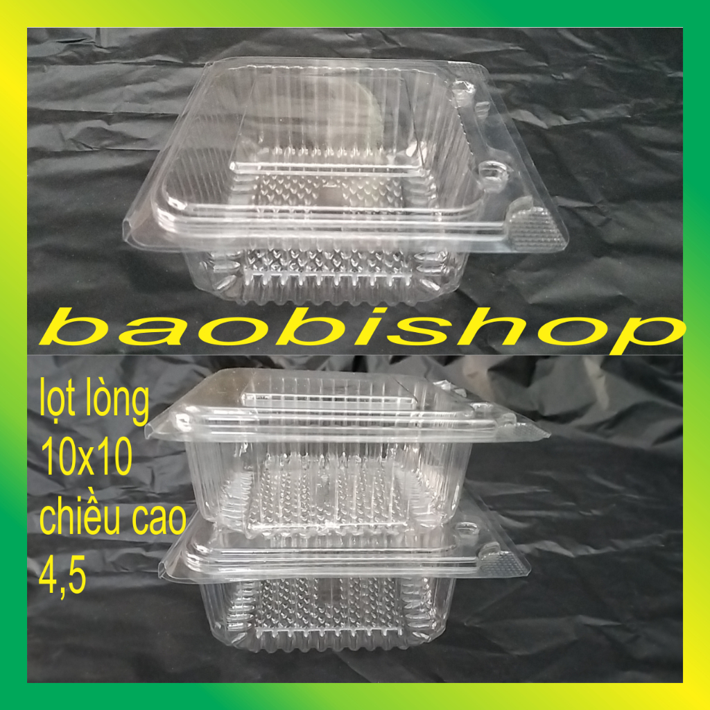 lốc 100 cái hộp nhựa pet h52 bằng có nút gài tiện dụng_ bao bì shop