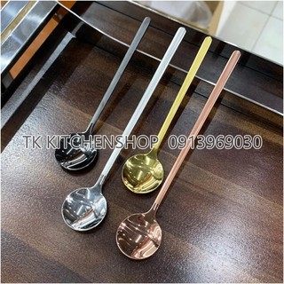 COMBO 5c Thìa cafe đầu tròn thân phủ mờ inox 304 cao cấp, muỗng cafe inox mạ vàng, mạ bạc cao cấp