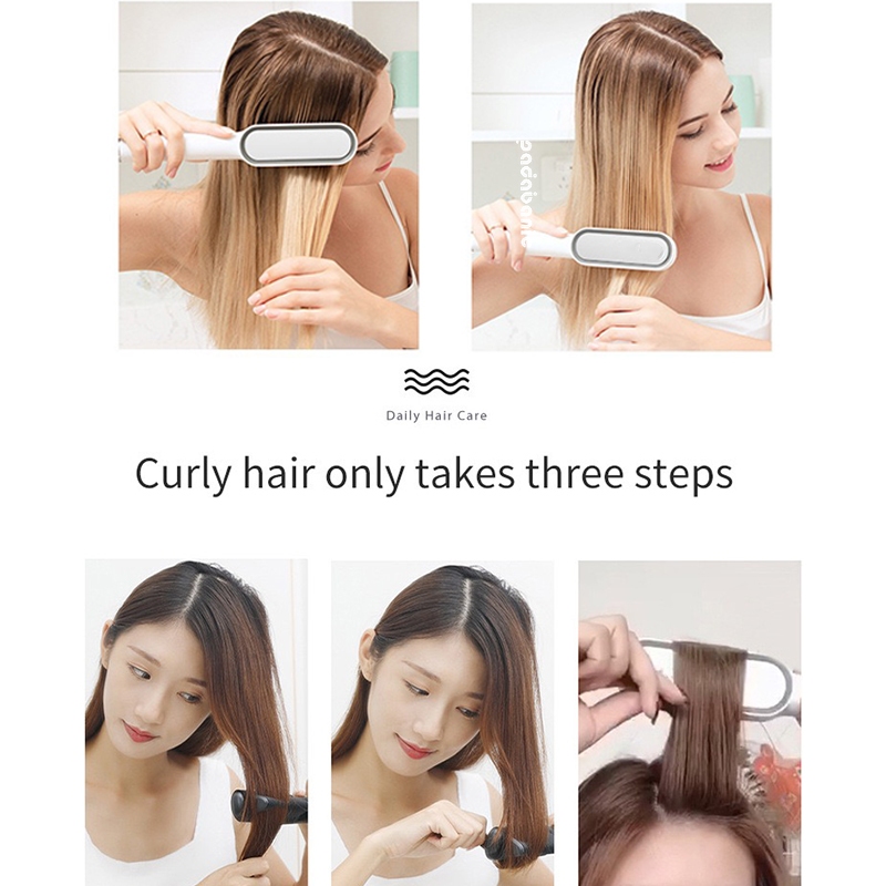 Lược Điện Chải Thẳng Padabanic 9688 Với Máy Sấy Tóc Hai Chiều Nóng Lạnh Phát Sáng Ion Xanh