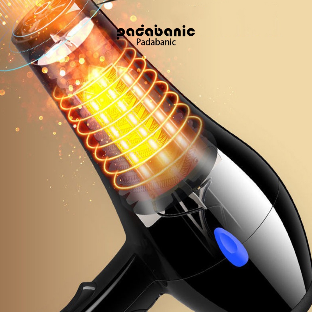 Lược Điện Chải Thẳng Padabanic 9688 Với Máy Sấy Tóc Hai Chiều Nóng Lạnh Phát Sáng Ion Xanh