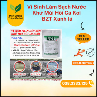 Men vi sinh bể cá, ao nuôi tôm công nghiệp bzt xanh, vi sinh làm trong nước phân hủy bùn khử mùi hôi. gói 227gram