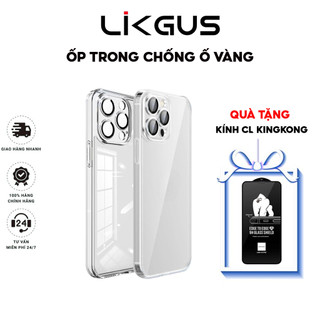 Ốp Likgus Trong Suốt-Kính Cường Lực Bảo Vệ Ống Camera Cho IP 12-13-14-15-Plus-Pro-Promax-Chống Ố Vàng 12 Tháng