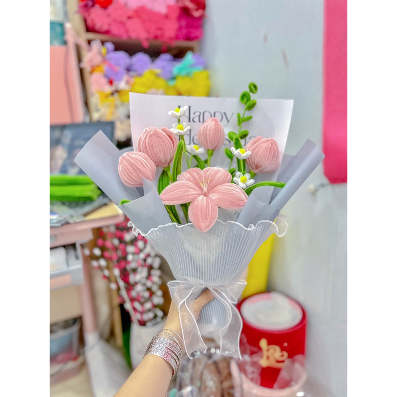 Hoa kẽm nhung bó sẵn