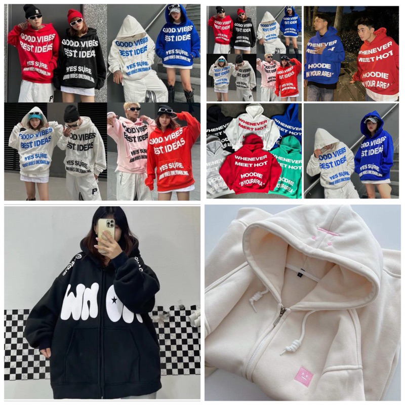 khoác nỉ hoodies zip mũ 2 lớp logo mặt cười đủ size unisex nam nữ | BigBuy360 - bigbuy360.vn