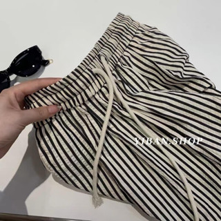 Quần Ống Rộng Nữ Dáng Suông Chất ĐũiThô Nhăn Họa Tiết Kẻ Sọc Lên Dáng Siêu Xinh
