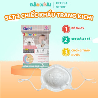 Khẩu trang gấu kichi, set 3 cái cho bé từ 0-2y