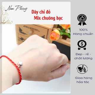 Vòng tay chỉ đỏ mix chuông bạc