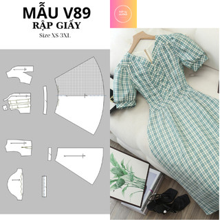 Rập giấy váy kiểu nữ hot V89 size XS-3XL (bản vẽ)