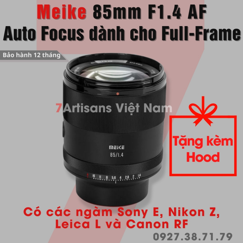 FREESHIP Ống kính Meike 85mm F1.4 Auto Focus Full-Frame lấy nét tự động cho Sony E/FE, Nikon Z, Canon RF, Leica L