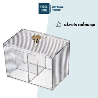  Hộp Đựng Bông Tẩy Trang ENODA HOME Bông Ngoáy Tai Đồ Trang Điểm Trong Suốt 3 Ngăn R005 