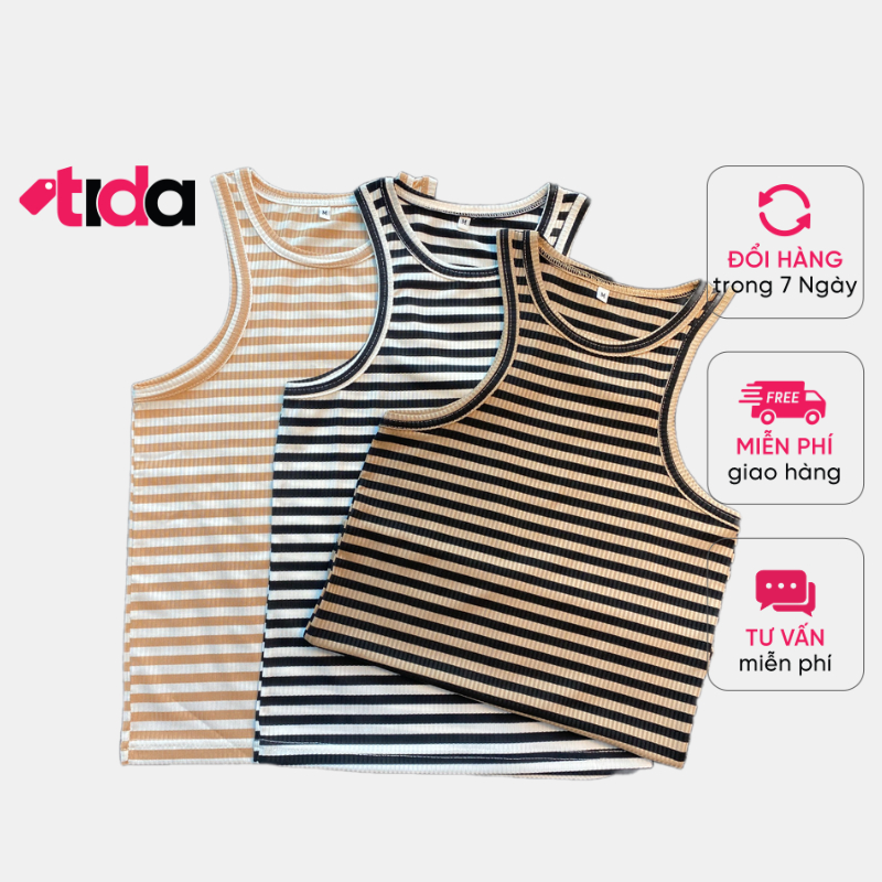 Áo ba lỗ nữ kẻ croptop TIDA OFFICIAL Mềm Mịn Thoáng Mát Ôm Gọn Body HT06 | BigBuy360 - bigbuy360.vn