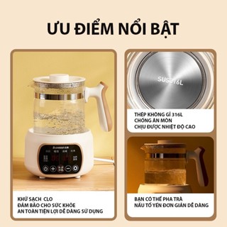 Máy hâm nước inox 316 pha sữa dung tích 1.3L dành cho trẻ em hâm sữa, tiệt trùng, đun sôi khử Clo