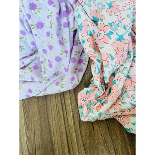 Vải thun cotton 2c Hàn hoa lá mùa hè