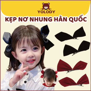 Set 2 kẹp tóc nơ nhung Kẹp tóc nơ cánh bướm Yolody thời trang cho mẹ và bé