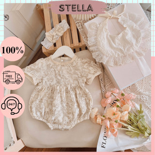 Body xô Musslin 3 chi tiết bé gái 4-10kg. Body thiết kế ngắn tay dễ thương cho bé đầy tháng, thôi nôi Stella Shop