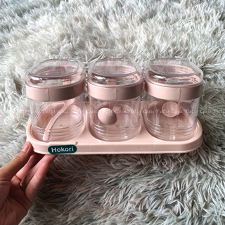 Bộ 3 lọ đựng gia vị có thìa Việt Nhật, hũ đựng gia vị có năp đay bền đẹp tiện dụng 2936