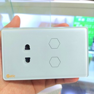 Công tắc Thông minh Datic Wifi 2 nút kèm ổ cắm - Hàng chính hãng