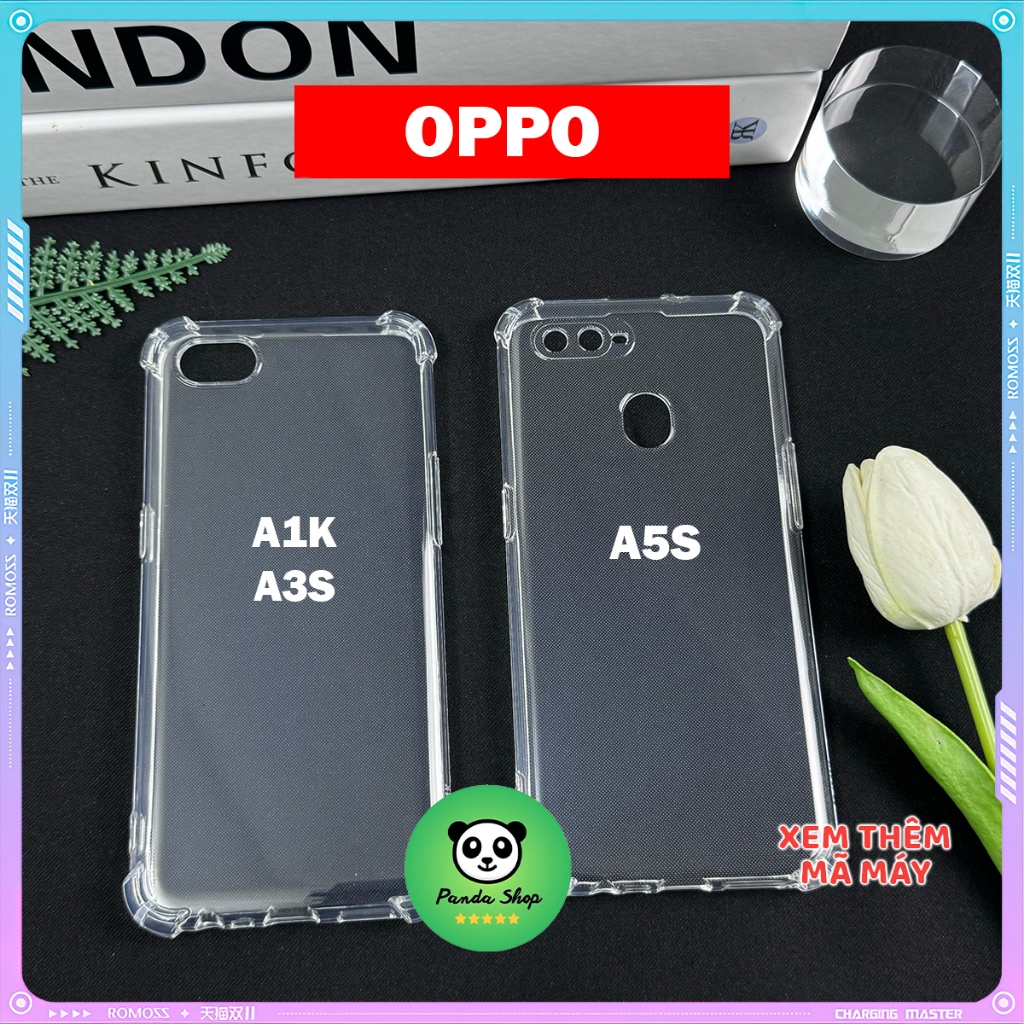 Ốp Oppo A3S / A5S / A1K Bảo Vệ Cam, Chống Sốc, Trong Suốt, Silicon