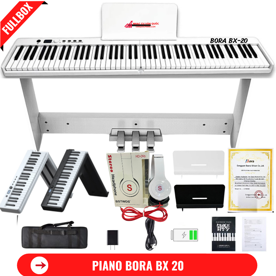 Đàn Piano Điện Bora BX 20 Gấp Gọn - 88 Phím Nặng Cảm Lực Có Loa - Kết