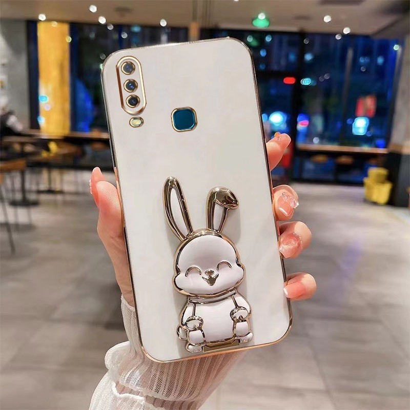 Ốp Lưng  Cho Vivo Y19 mềm dẻo chống sốc Hình thỏ 3D Có Giá Đỡ Cho Vivo Y19