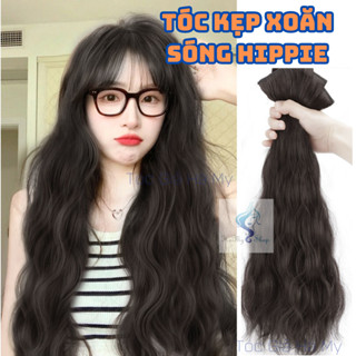 Tóc Giả Xù Mỳ Xoăn Sóng Hippie Kẹp Phím Làm Dày Phồng Tóc 45cm 55cm