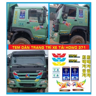 Tem xe tải ben Howo 371, tem trang trí dán hông cabin, mặt nạ