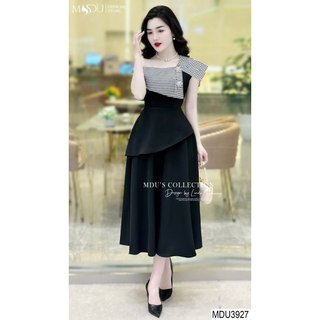 Váy Text Nhật Phối Mango  MDU3927 Dáng Váy Xòe Chiết Eo Tinh Tế Từ MDU