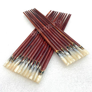 Bộ 10 Đôi Đũa ăn gỗ Cẩm lai tự nhiên cao cấp đầu gắn ốc biển Trắng