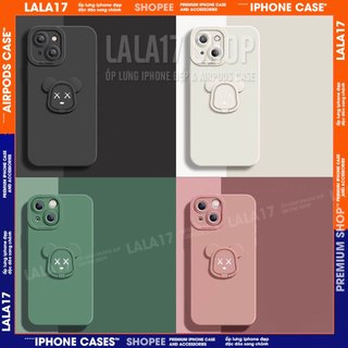 Ốp lưng iphone đẹp Ốp chống bẩn TPU viền vuông kèm iring kaws đỡ điện thoại xu hướng