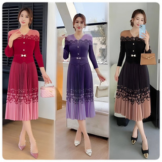 ( HÀNG NHẬP BIGSIZE ) VÁY ĐẦM DÀI DẬP LY PHỐI MÀU NỔI BẬT  ( MYY4501524)