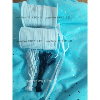 Dây chun co giãn may bo áo, dây buộc tóc 5 li, 3 li, 2cm màu trắng