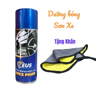 Chai Dưỡng Bóng Sơn Xe Zeus 400ml Làm Bóng Dàn Áo Nhựa Nhám Xe Máy Ô Tô Kèm Khăn Lau