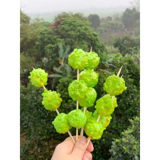 Mô hình que xiên trưng bày 1 xiên , cá cốm 1 xiên