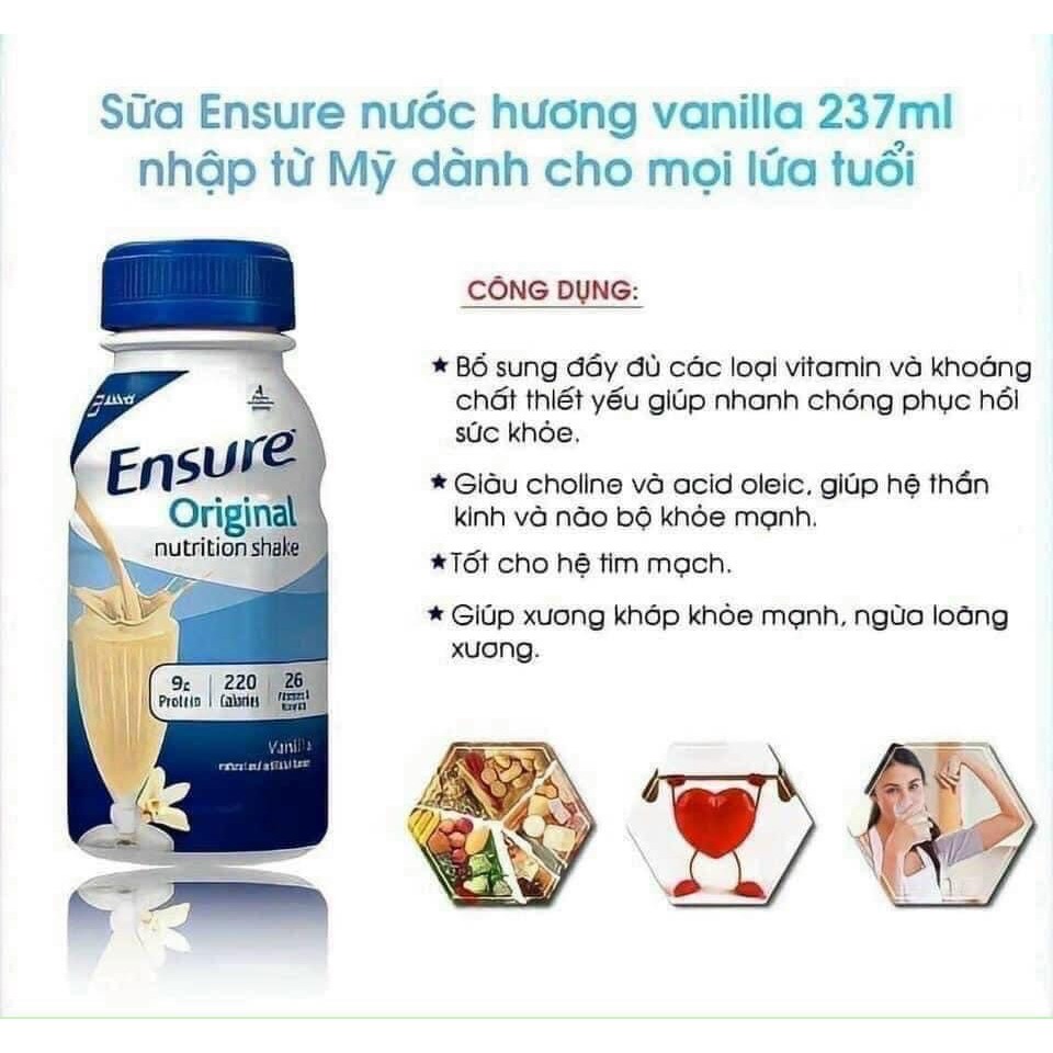 Thùng 16 chai sữa ensure original dạng nước 237ml