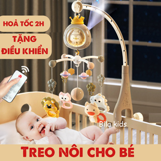 Đồ chơi treo nôi cũi kèm gặm nướu cho bé sơ sinh xoay 360 kích thích thị