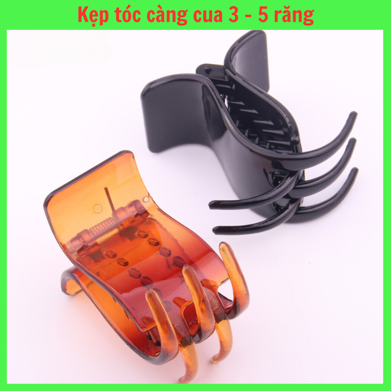 Kẹp Tóc 1K, Kẹp Tóc Càng Cua 3 - 5 Răng Loại Đen Bóng, Vàng Hổ Phách, Kẹp Tóc Giá Sỉ