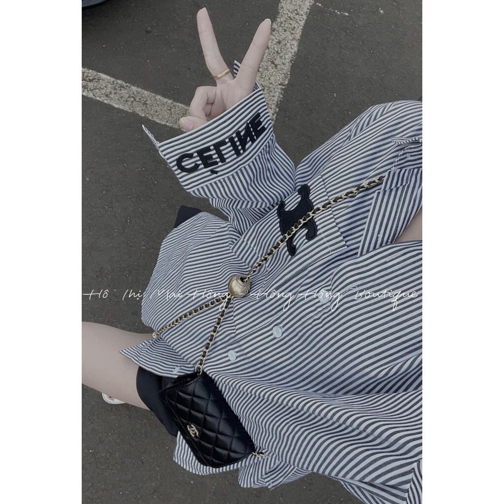 Áo Sơ Mi Nữ Ce.line Thêu Form Rộng Unisex Phong Cách Hàn Quốc Cao Cấp | BigBuy360 - bigbuy360.vn