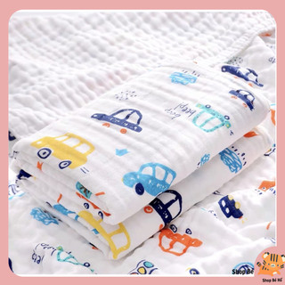 Khăn tắm cho bé sơ sinh vải xô nhăn 6 lớp Khăn Jubon quấn bé mềm mại, thấm hút tốt size lớn 110 x 105 cm Shopbeho