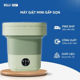 Máy Giặt MINI Gấp Gọn MELLI Dung Tích 6L Khử Trùng Hiệu Quả Cao Bằng ION Bạc Giặt Vắt Đồ Lót Tất Vớ Quần Áo Tự Động