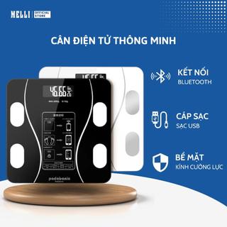Cân Sức Khỏe Điện Tử Thông Minh MELLI – Đồng Bộ Bluetooth, Mặt Kính Chịu Lực, Phân Tích Cơ Thể Toàn Diện