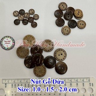 Nút gỗ dừa set 10 cái size 1cm -1.5cm -2.0cm