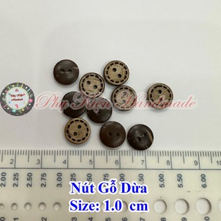 Nút gỗ dừa set 10 cái size 1cm -1.5cm -2.0cm