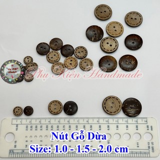 Nút gỗ dừa set 10 cái size 1cm -1.5cm -2.0cm