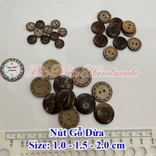 Nút gỗ dừa set 10 cái size 1cm -1.5cm -2.0cm