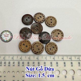 Nút gỗ dừa set 10 cái size 1cm -1.5cm -2.0cm